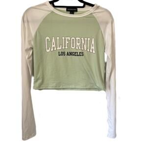 Streetwear Society Los Angeles California Long Sleeve Cropped Tee Women's SIze L